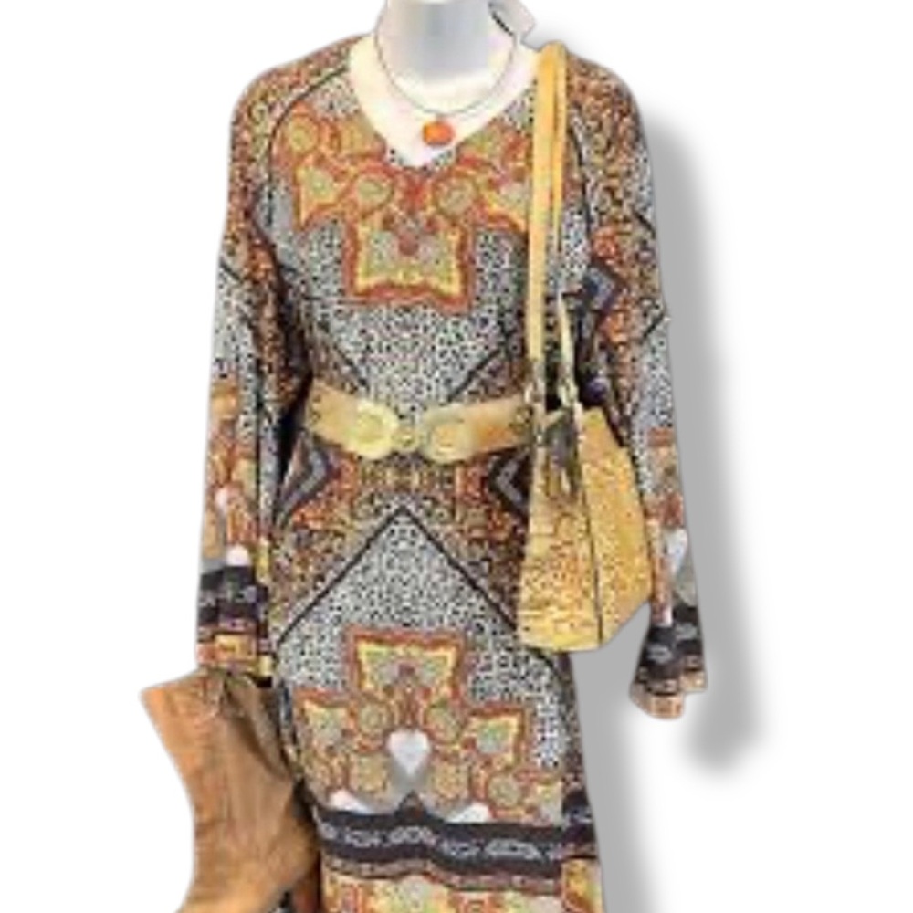 Chico's Animal Paisley Medallion V-Neck Shift Dress Size 1 M (8/10)